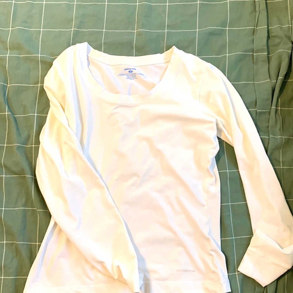 White Patagonia Crew Neck Long Sleeve Shirt